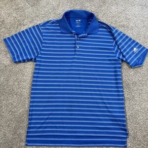 Adidas Golf Climalite Polo Shirt Mens S‎ Blue Striped Performance Short Sleeve